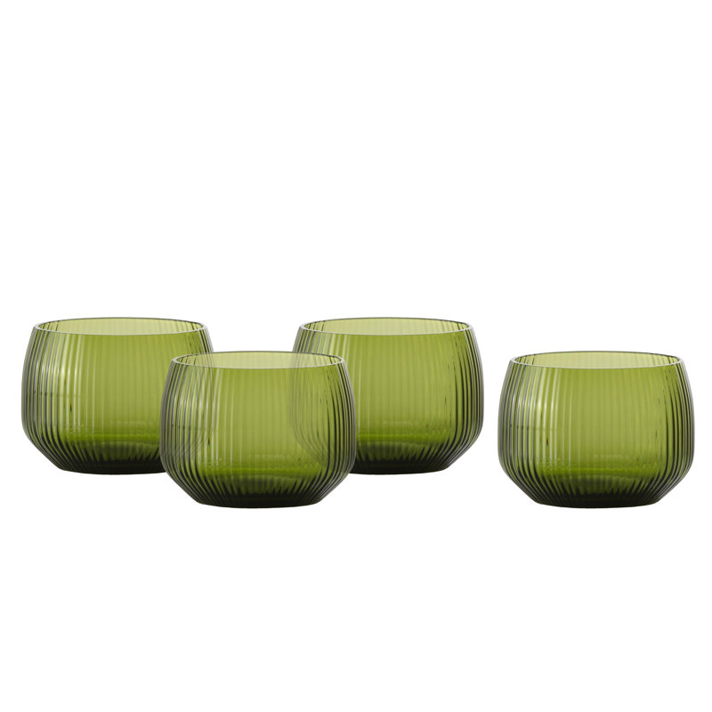 Fortessa Estiva Glass, 17.5 Ounce Tall Tumbler (Set of 4), Textured Clear, Textured Palm Green, 9.5 fl oz