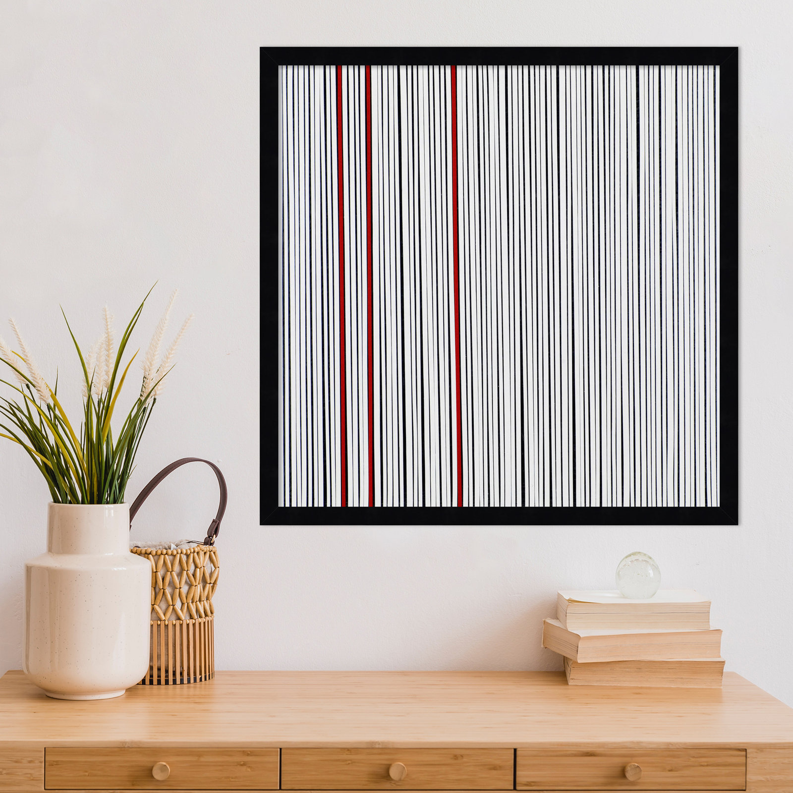 Mostly White Print by Alex Dunn, Black, 21" H x 21" W x 1" D