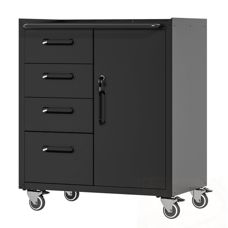 Armoire de rangement en métal avec tiroirs et une porte verrouillable