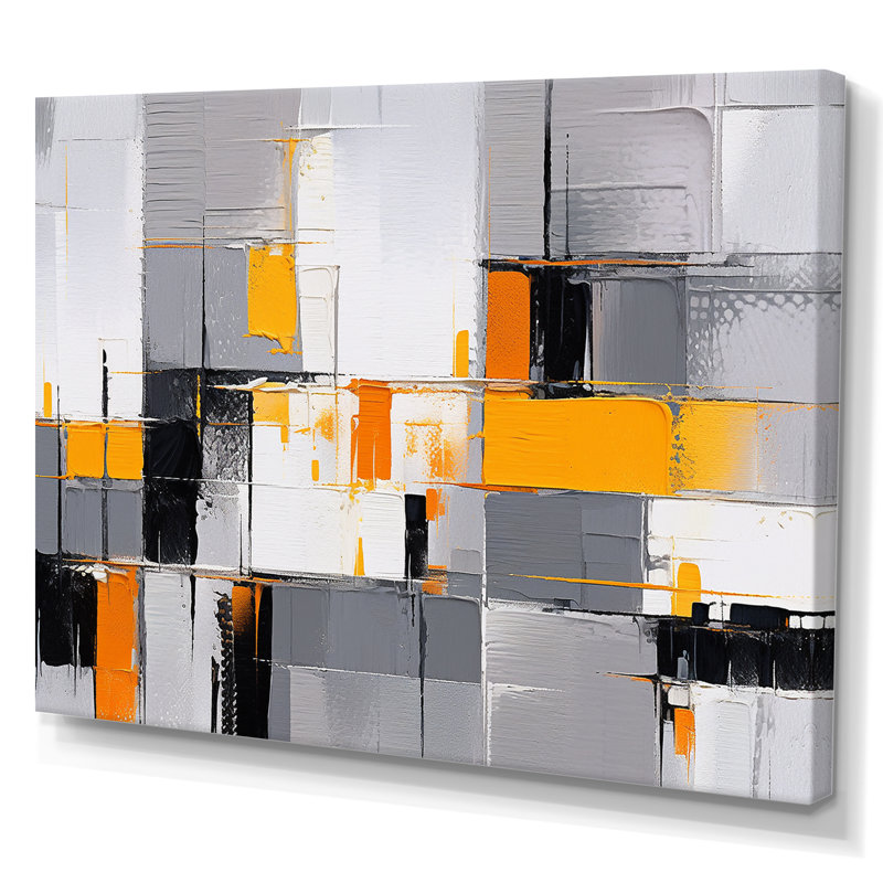 Rayures jaunes et grises sur toile, H 34 po x l 44 po x P 1,5 po, Toile tendue