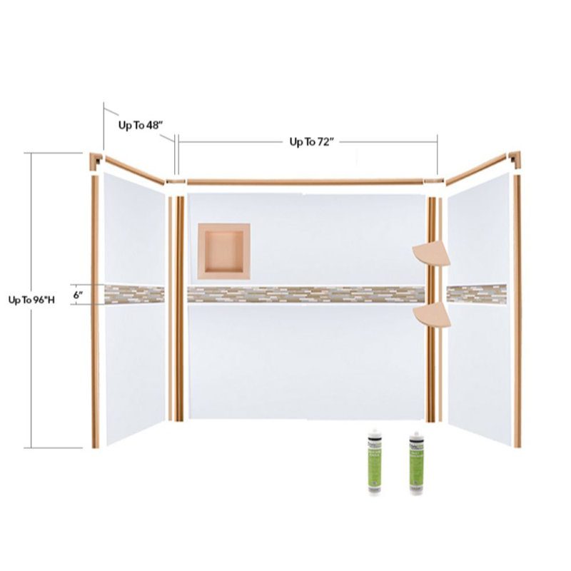 72'' W 48'' D 96'' H Tongue And Groove Polyvinyl Chloride (PVC) Wall, Beige