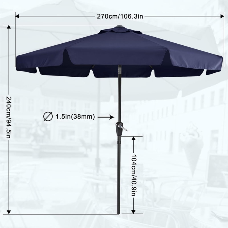 Cania Tilt Market Parasol, 240cm H x 270cm W x 270cm D, Navy