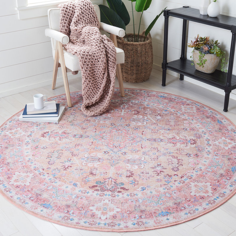Layhill Performance Machine Washable Oriental Rug, Round 6'7"