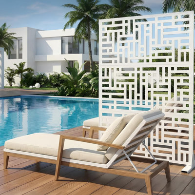 Paravent décoratif en métal, cloison d'extérieur autoportante à 3 panneaux 70 po x 47 po pour patio, terrasse et jardin