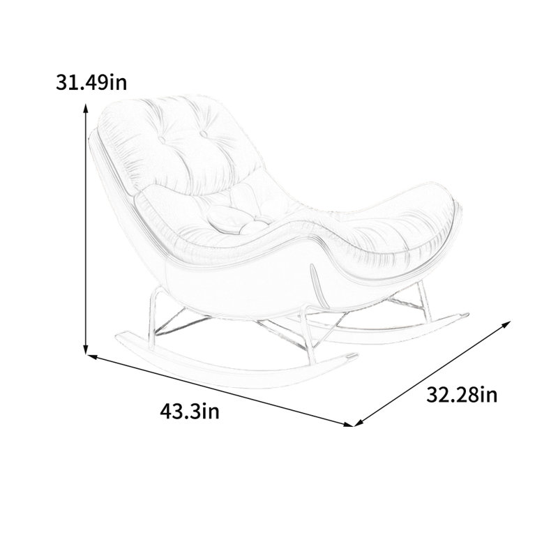 Chaise berçante ergonomique capitonnée en acier au carbone, Vert