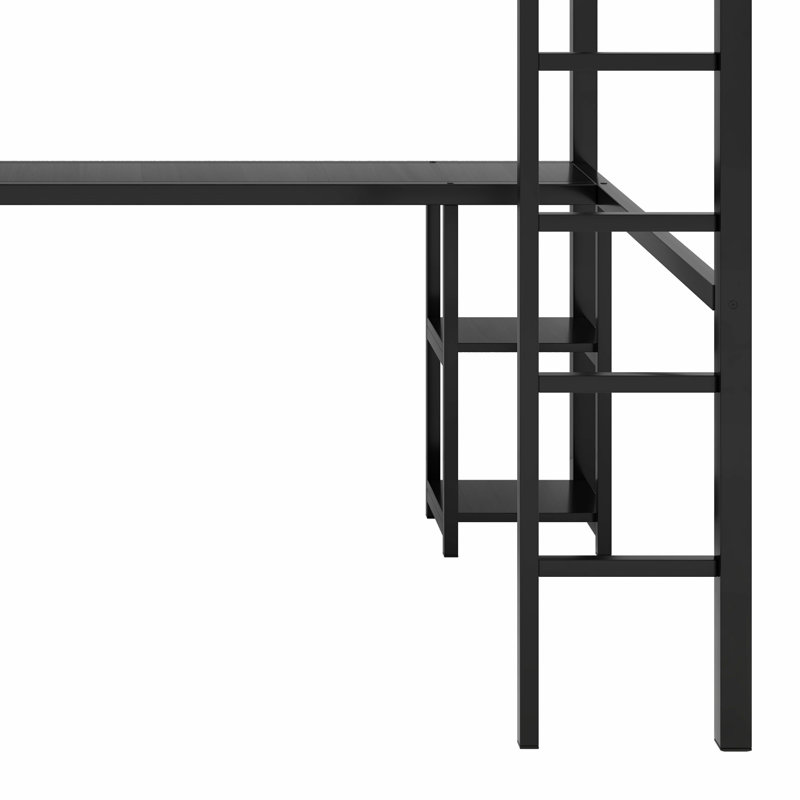 Structure de lit mezzanine avec garde-robe, bureau et tablettes de rangement