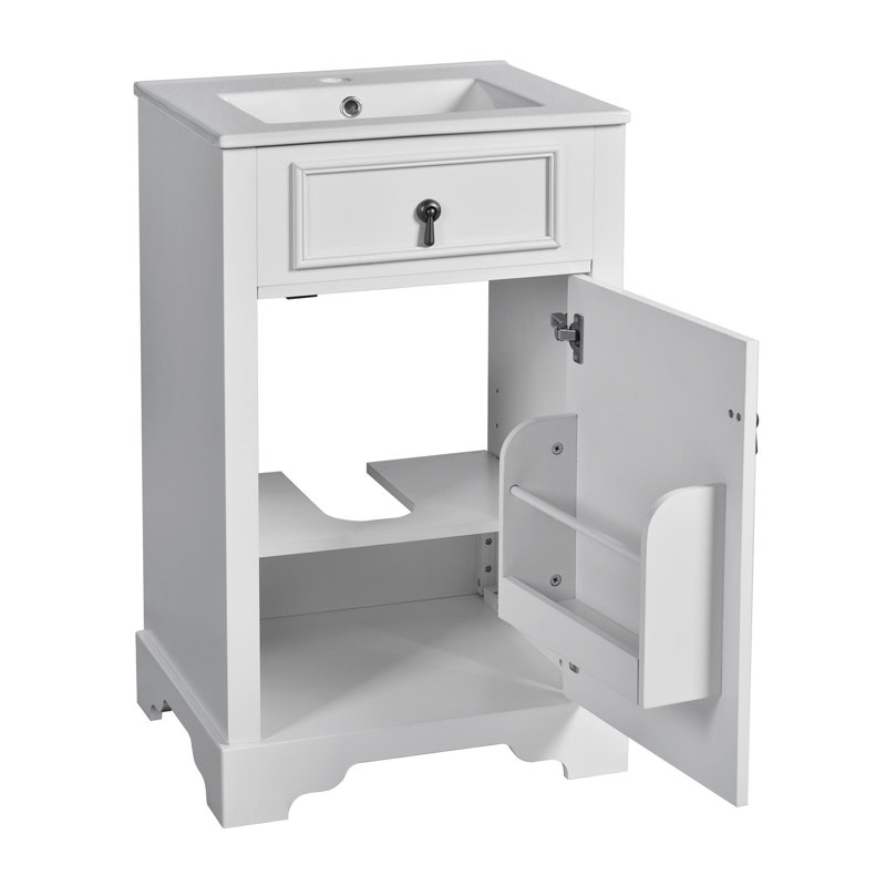 Meuble-lavabo de 20 po, Blanc, bronze