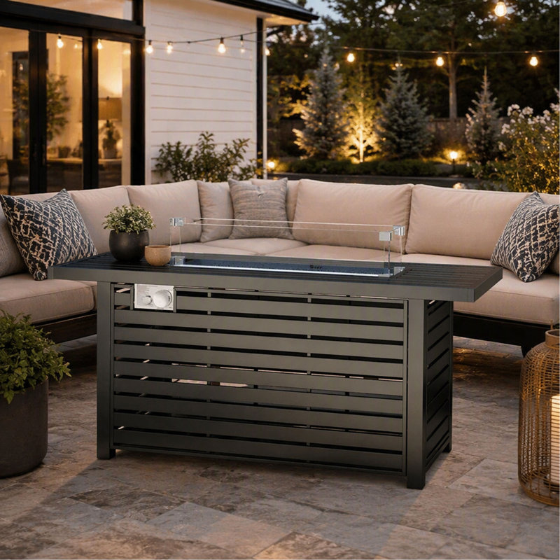 Table de foyer au propane en acier 24 pouces avec couvercle pour patio et jardin