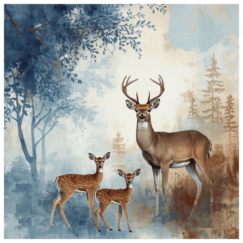 Rideaux de fenêtre Forest Deer Family, 50" x 80" - 1 Panel, Blockout