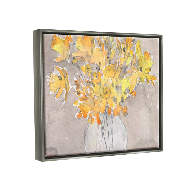 «Yellow Scribble Style Bouquet Floater», art mural par Samuel Dixon, H 25 po x l 31 po x P 1,7 po