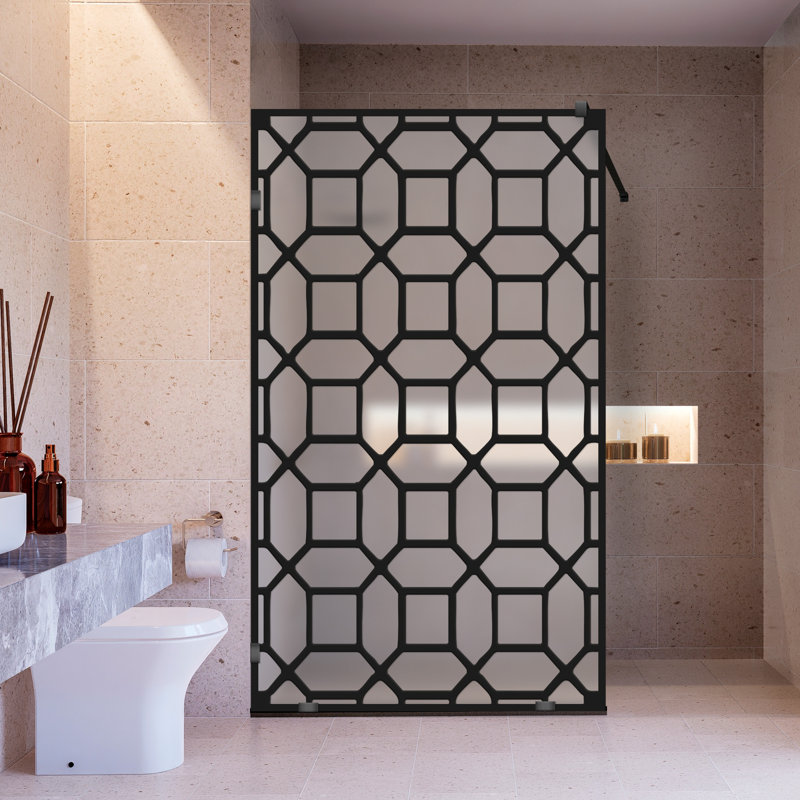 Panneau de douche en verre noir sans cadre français l 29 1/2 po x H 75 po, Gelé, Oui