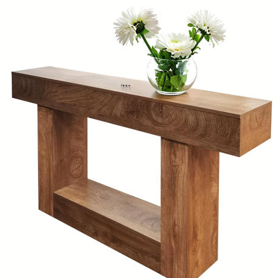 63" Long Entryway Console Table, Solid Wood Rustic Sofa Table for Hallway, Foyer, or Living Room, Farmhouse Accent Table