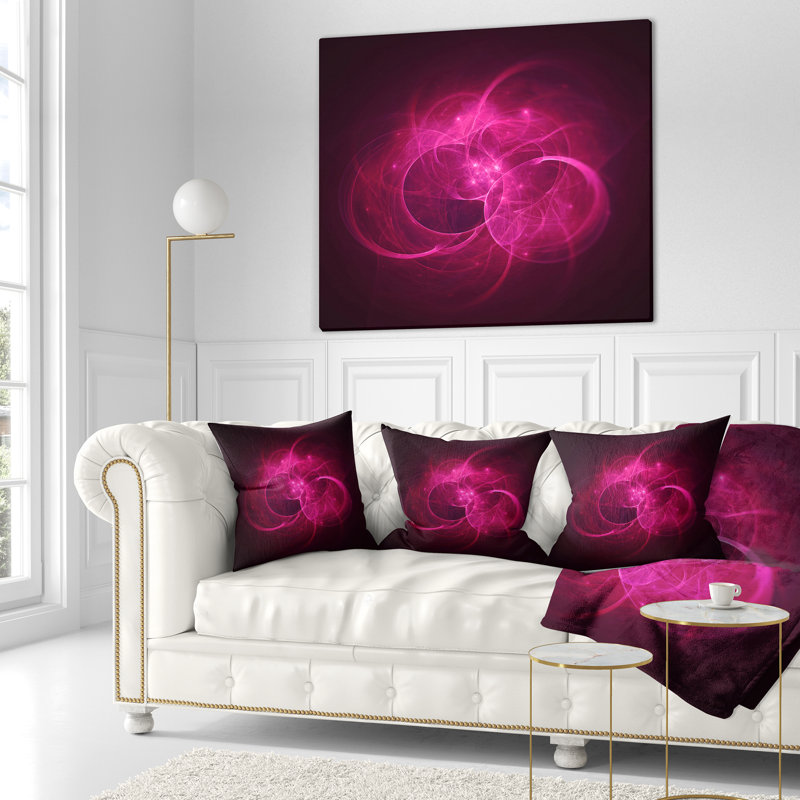 Cercles magenta brillant - coussin abstrait imprimé, 16 po x 1 po, Coussin décoratif