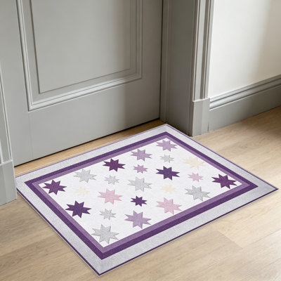 Lilac Silver Star area rugs for Living Room, Soft and Comfortable, Suitable for all seasons, easy to maintain, machine washable Indoor floor mat, Under Table Farmhouse suitable for Bedroom, Dining Room, Study, Patio, Balcony, Home Decor