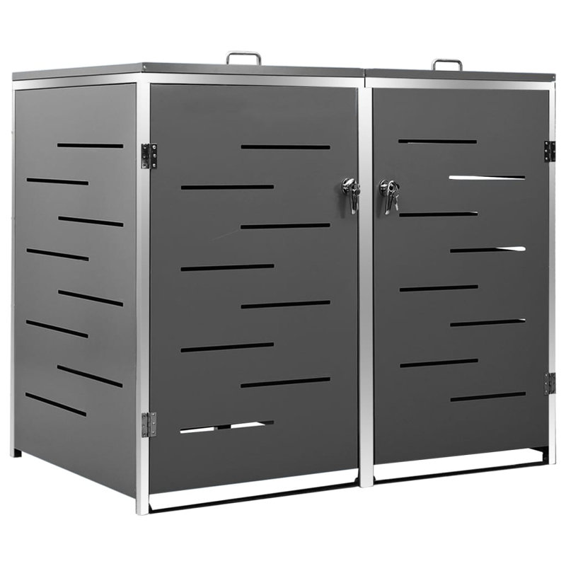 Remise à déchets horizontale en acier inoxydable l 4,53 pi. X P 2,54 pi., Anthracite