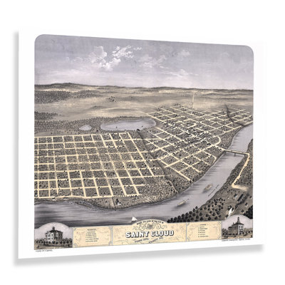 «1869 Saint Cloud, Stearns County, Minnesota, carte, affiche, art mural» sur papier