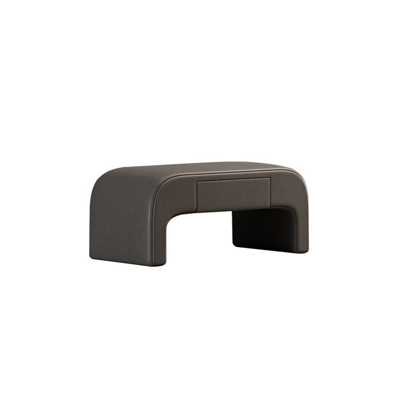 Banc de rangement rembourré en similicuir Haughbrook, Gris
