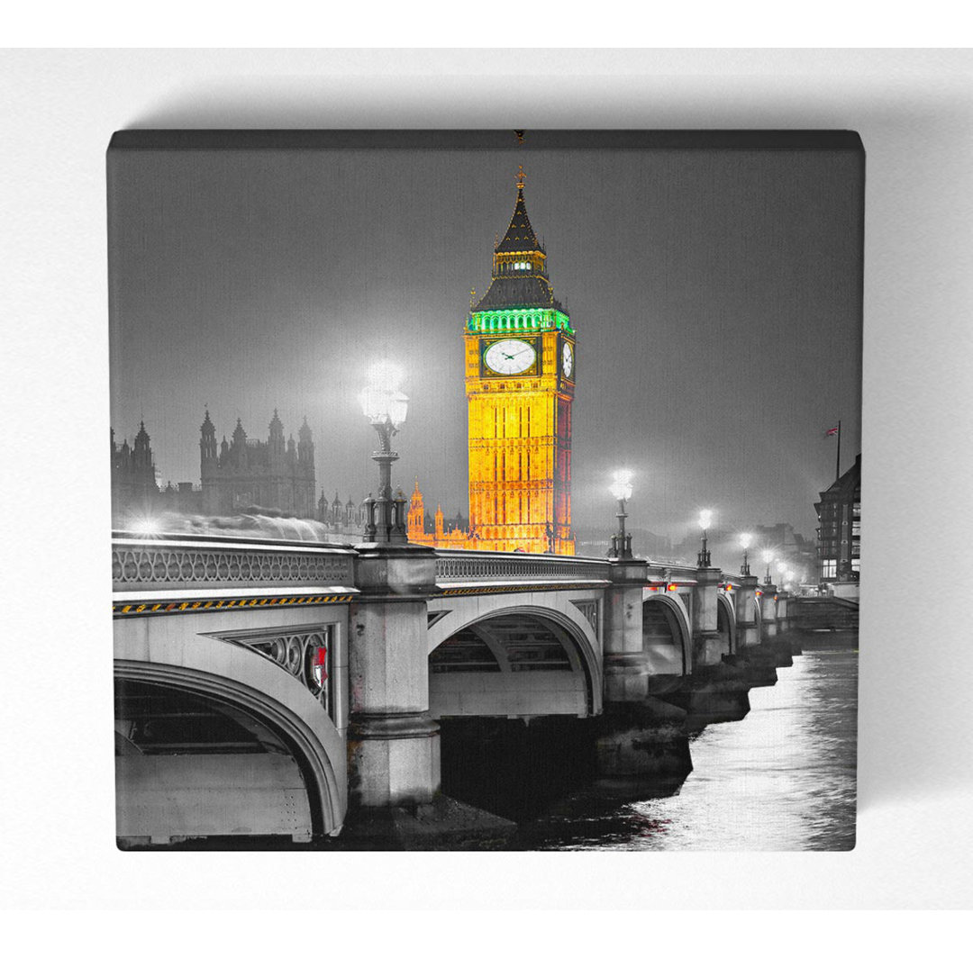 Aemilia Golden Big Ben Over Tower Bridge - Leinwanddrucke auf Leinwand