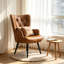 Fauteuil à oreilles en similicuir Nalupatio, fauteuil capitonné capitonné en cuir PU, fauteuil à oreilles avec lecture, fauteuil d'appoint pour salon, brun-2128126010