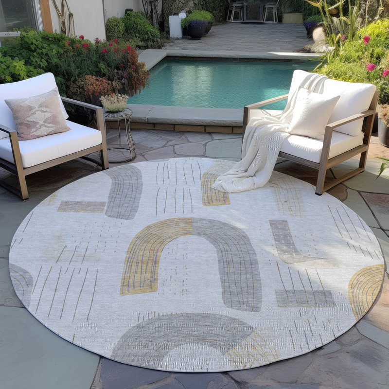 Tapis intérieur / extérieur gris Elas, 2 pi 6 po x 3 pi 10 po