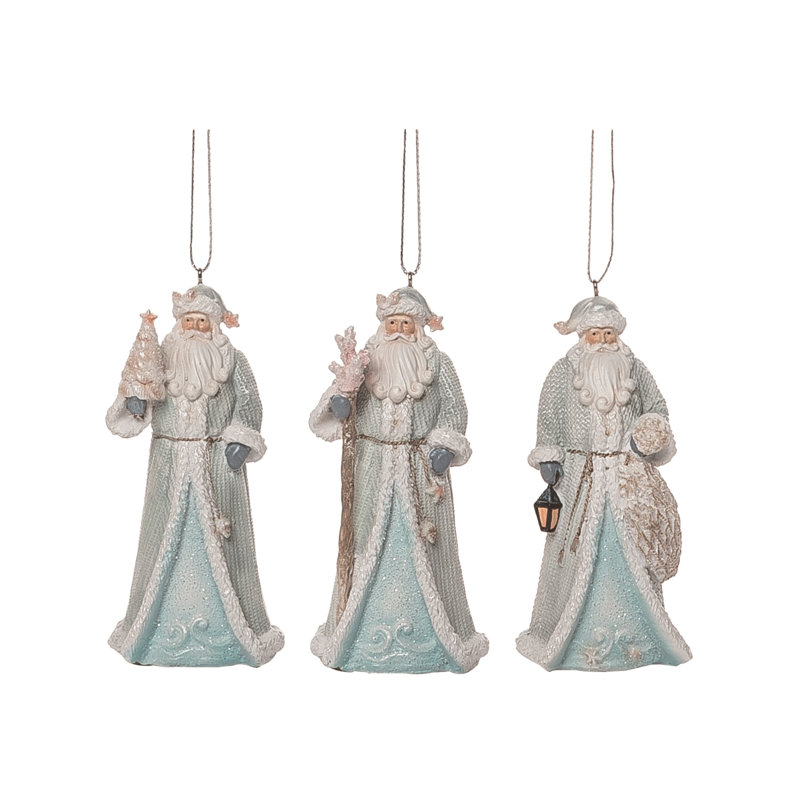  Ensemble de 3 décorations de Noël en résine bleu marine Santa