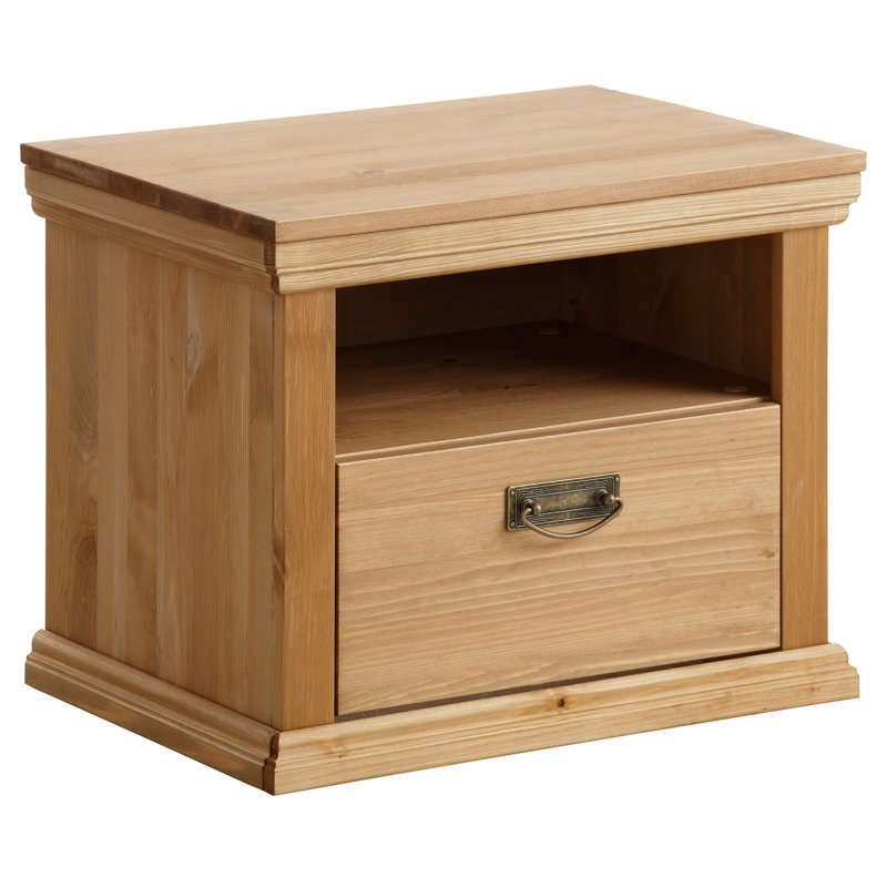 Makah 50.6cm W Solid Wood Bedside Table, Honey
