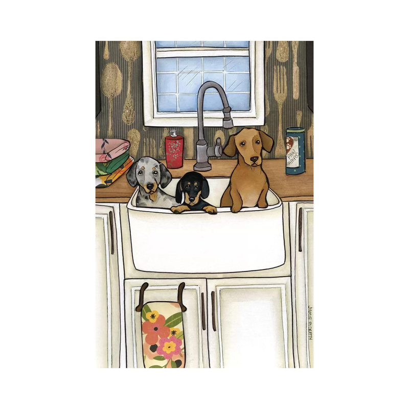 «Sink Bath Weenies» par Jamie Morath - impression sur toile tendue, H 12 po x l 8 po x P 0,75 po