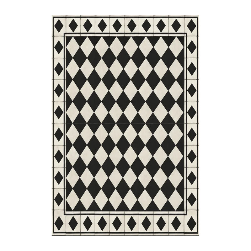 Chess Black Easy to Clean Vinyl Mat, Rectangle 4pi x 6 pi