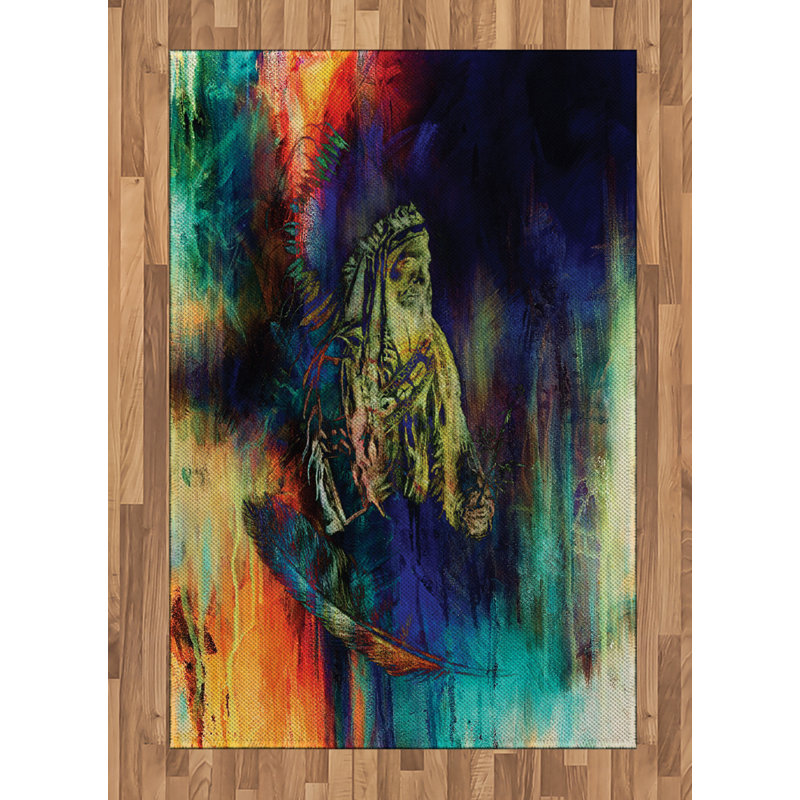 Tapis décoratif Tribal, Rectangle— 4 pi x 5 pi 8 po