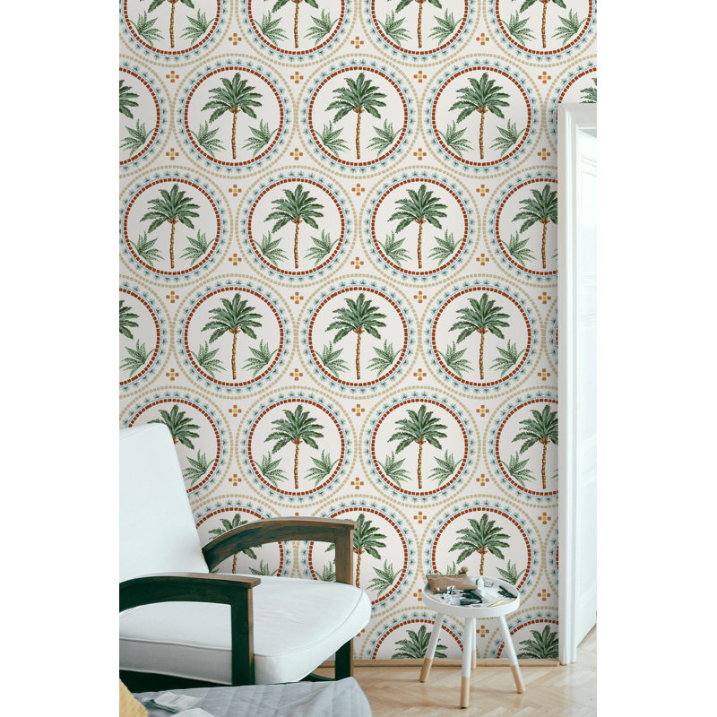 Papier peint à motif de palmier, panneau mural bohémien côtier, peler et coller amovible