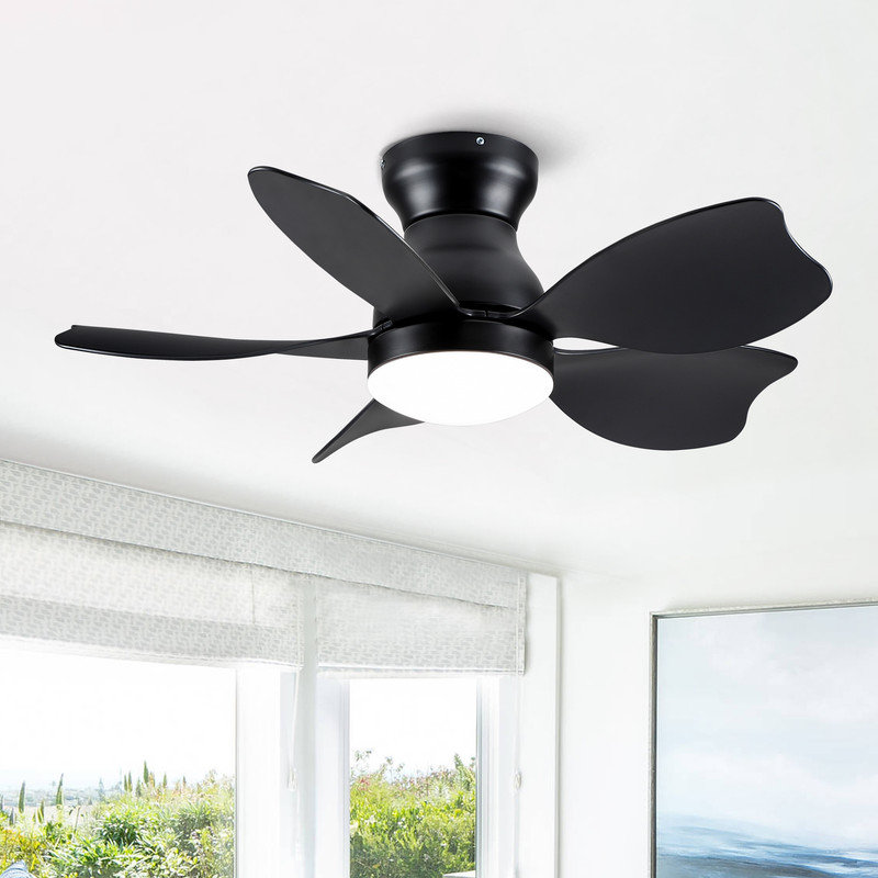 30 Inch Small Kid's Low Profile Ceiling Fan with Lighting, Remote Control Included, Flush Mount Design for Small Children Room, Quiet Motor & Easy Operation