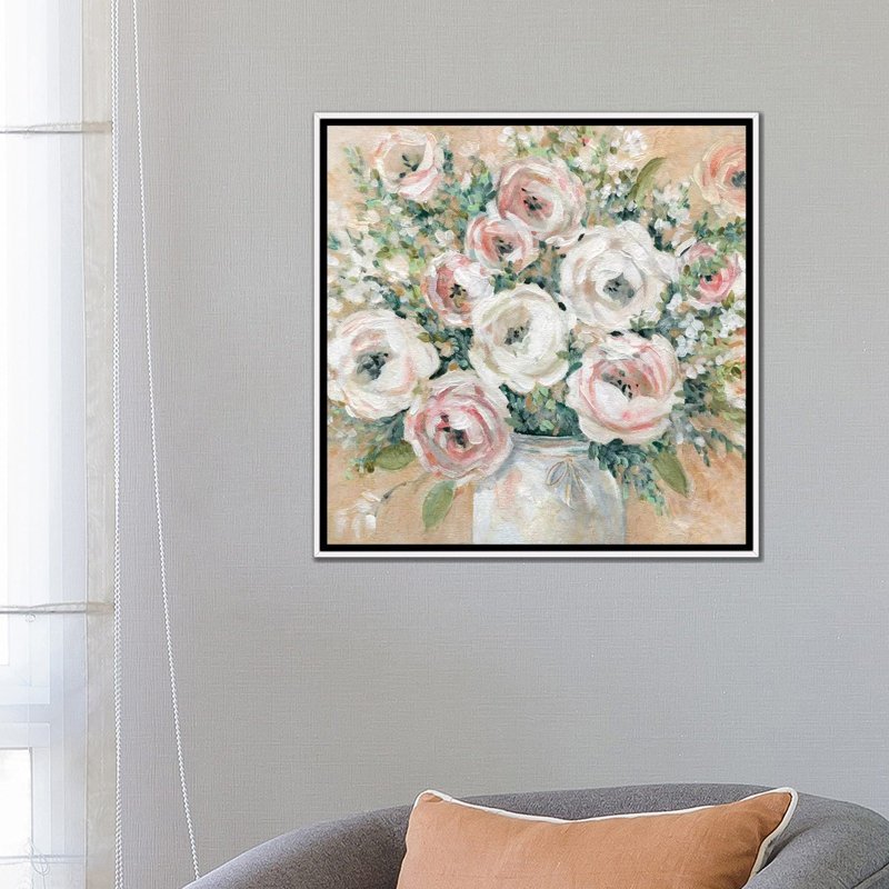 Reproduction d’art joli rose par Carol Robinson, Pas de tapis, Toile blanche encadrée, H 26 po x l 26 po x P 1,5 po