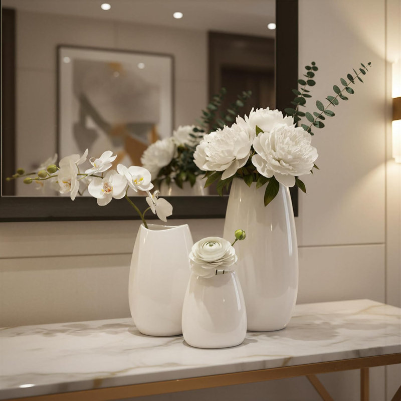 Ensemble de 3 vases à fleurs blancs pour la décoration intérieure
