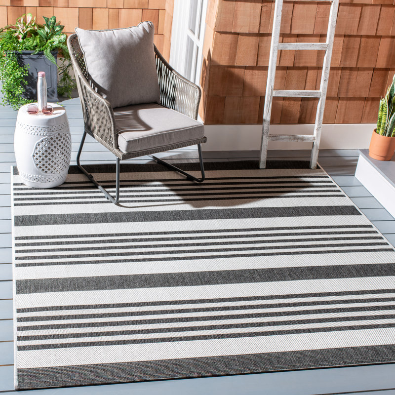 Marquart Performance Striped Indoor/Outdoor Area Rug, Rectangle 6'7" x 9'2"
