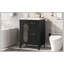 Meuble-lavabo 24 po avec lavabo, meuble-lavabo avec deux tiroirs et porte, tablette réglable, bois massif et panneau de fibres à densité moyenne, noir-693915572
