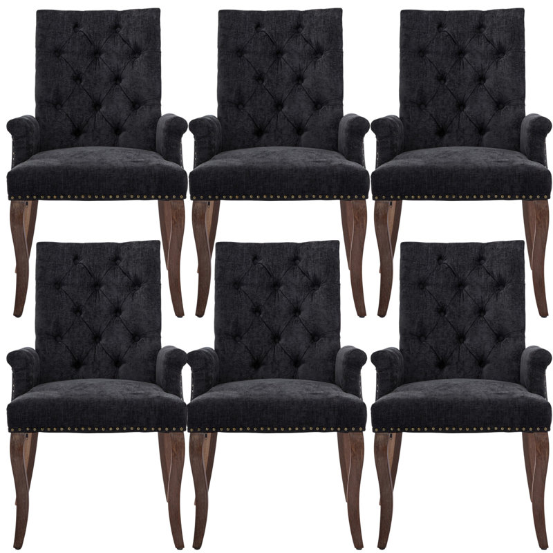 Chaises de salle à manger rembourrées Seita, 6, Noir