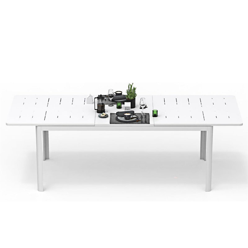 Grande table de salle à manger extensible pour patio, Ivoire blanc