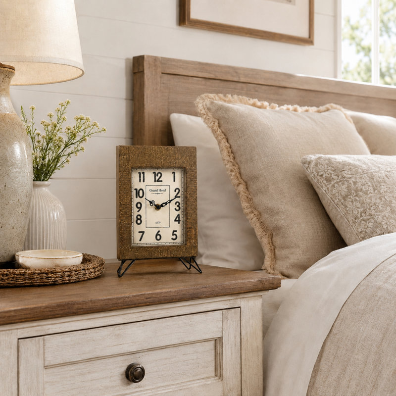 Industrial Quartz movement / Crystal Tabletop Clock in Brown