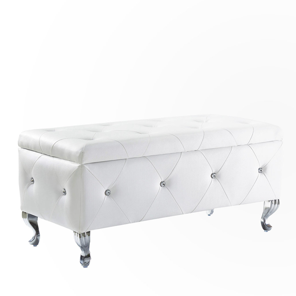 Siscar Lands Large Upholstered Storage Benches Footrest With Crystal ...