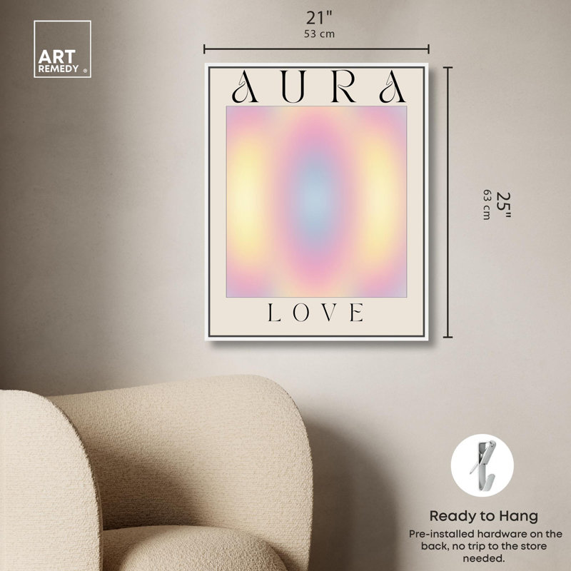 «Aura Love», affiche sur toile à thème rétro par Everly Quinn, Cadre blanc, H 25 po x l 21 po