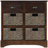 Rustic Storage Cabinet, 2 Drawers & 4 Rattan Baskets, Farmhouse Style-1423999894