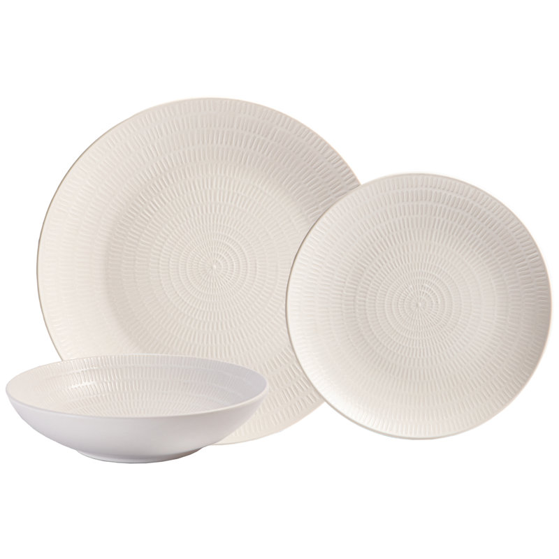 Safdie & Co. Inc. Stoneware Dinnerware Set 12 Piece - Service for 4, White