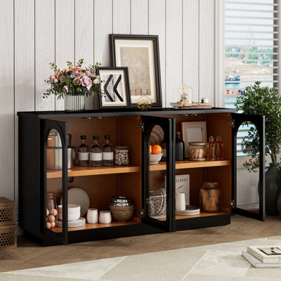 Wooden Horsforth with Arched shape Glass Doors and Adjustable Shelves
