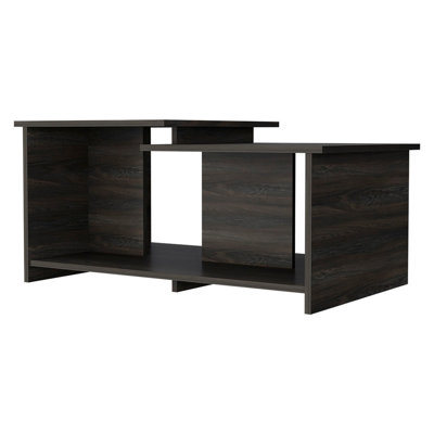  35" Espresso Wood Coffee Table With Shelf – Transitional Storage