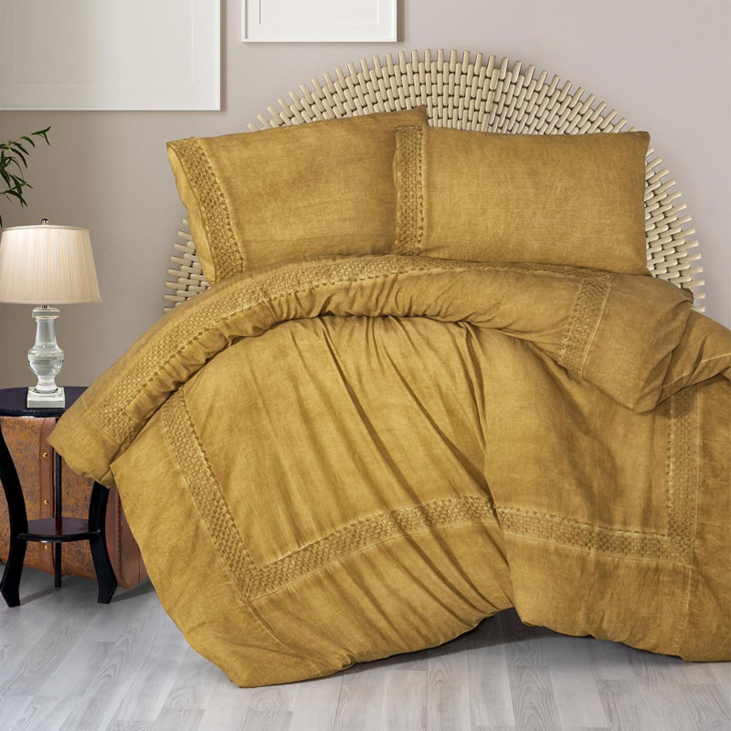Landreneau Duvet Cover Set with Pillowcases, Anthracite