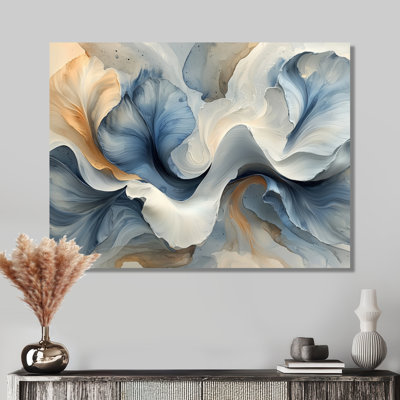 Océan bleu délicat pétales floraux IV - fleurs abstraites, art mural