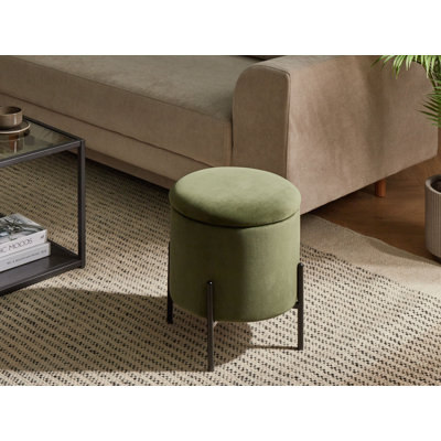 37cm Wide Round No Pattern Pouffe Ottoman with Storage