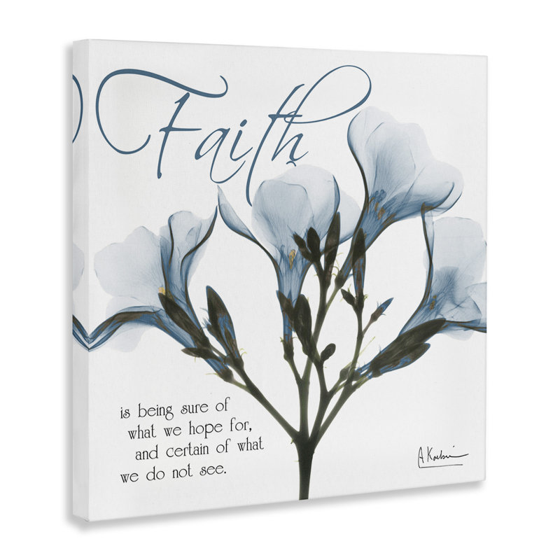 Faith Quote Blue Nautical Flower Silhouette par Albert Koetsier - impression d'art graphique, H 24 po x l 24 po