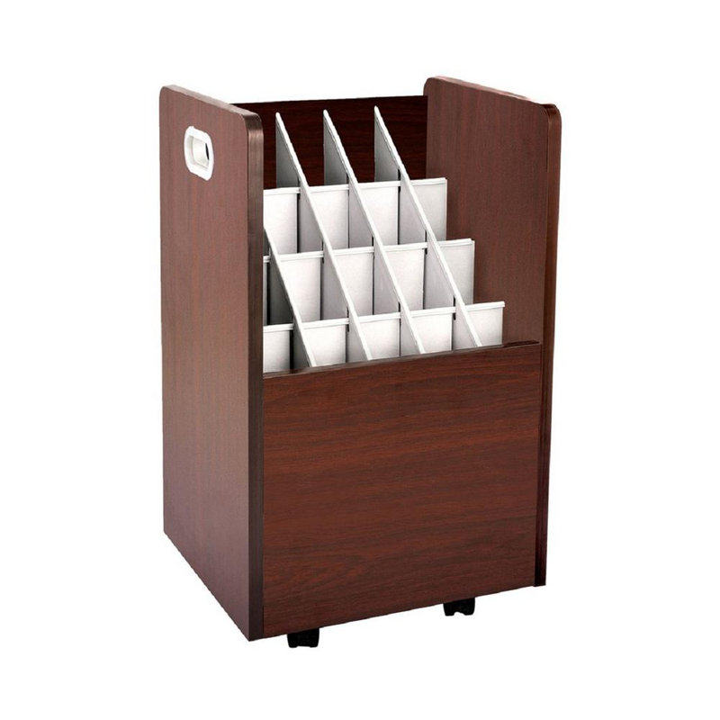 Classeur mobile en bois à 20 compartiments, Brun
