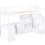 Lit mezzanine blanc simple avec bureau en L, tiroirs, armoire et escalier de rangement - option de chambre à coucher stable-1144923771